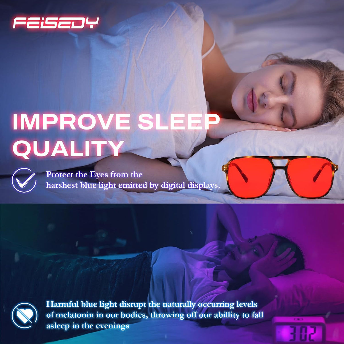 ÉÌƷͼƬ 30 | B0GCVQFPW9 | FEISEDY Blue Light Glasses for Computer Gaming Anti Eyestrain Glasses G2835
