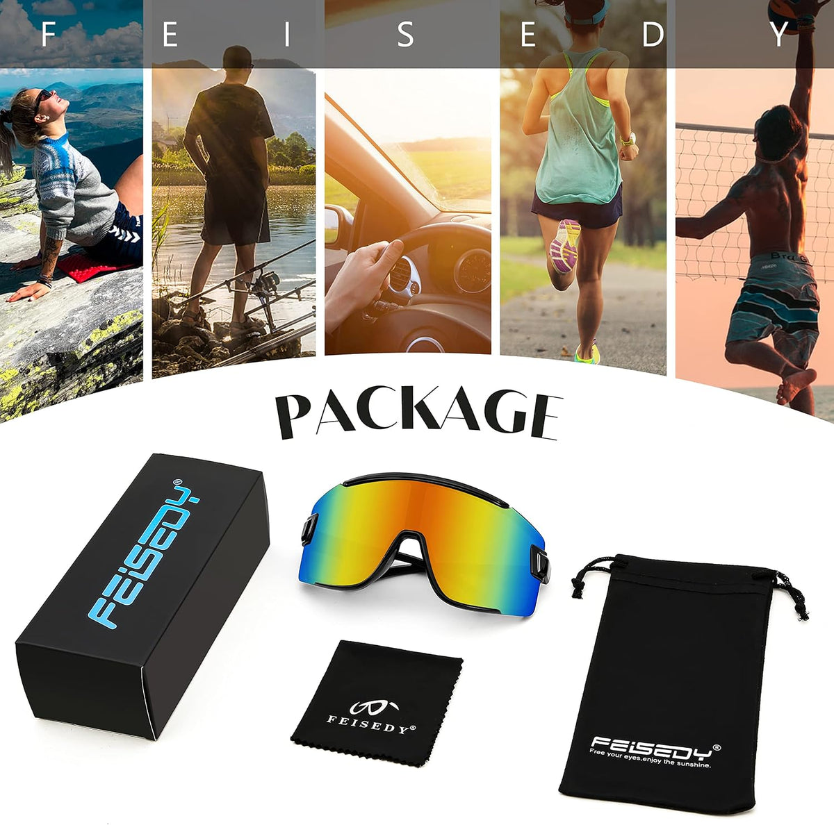 ÉÌƷͼƬ 23 | B0B45K1FS2 | FEISEDY Cycling Glasses Men Women Sport Sunglasses 80s ski Goggles Driving Fishing Biking Sunglasses UV Protection B2944