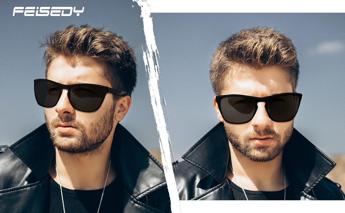 商品图片 6 | B0BMTM1T1B | FEISEDY Polarized Sunglasses for Men,Lightweight TR90 Square Frame,Sports Fishing Golf UV400 Protection B2998