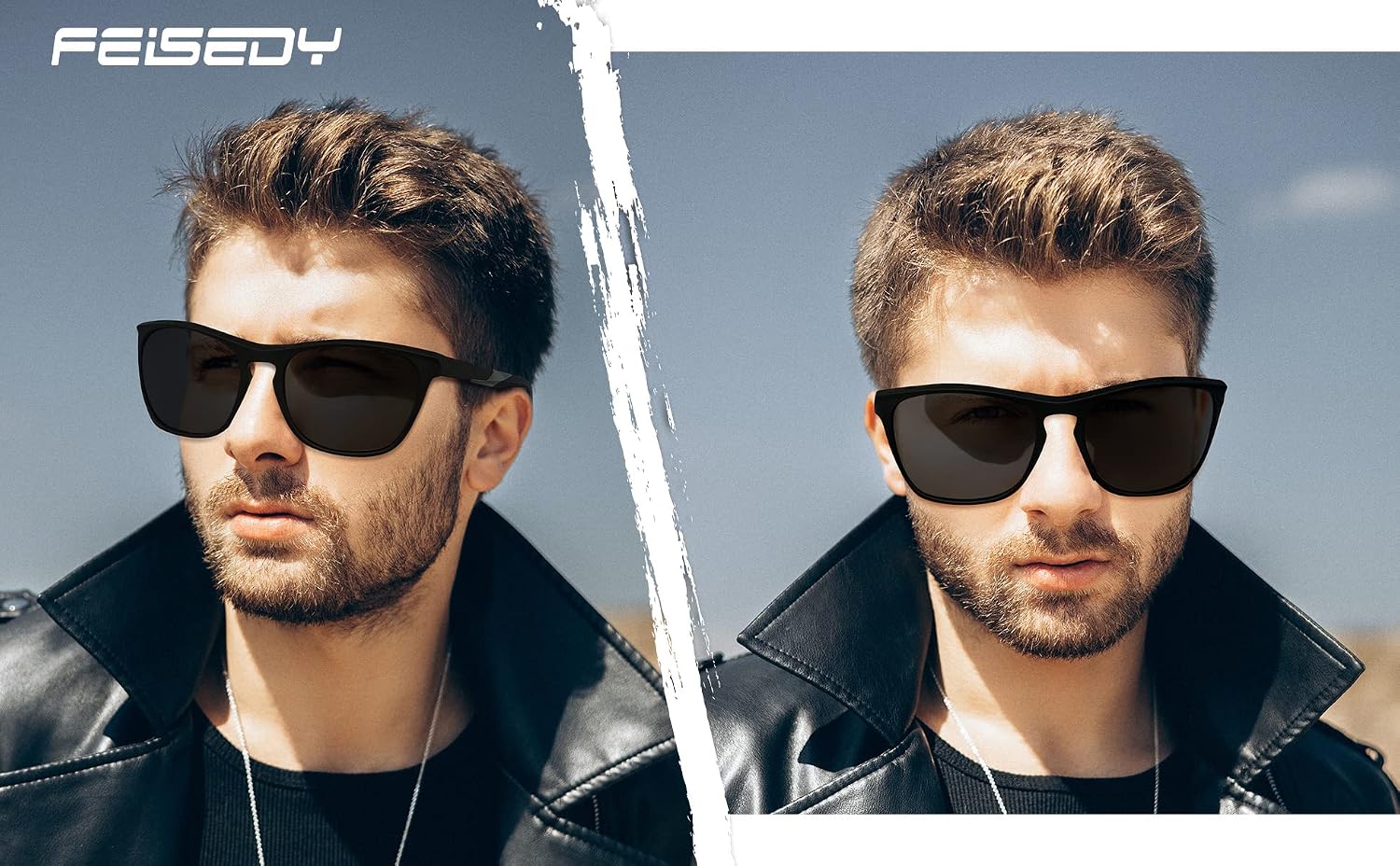 商品图片 6 | B0BMTM1T1B | FEISEDY Polarized Sunglasses for Men,Lightweight TR90 Square Frame,Sports Fishing Golf UV400 Protection B2998