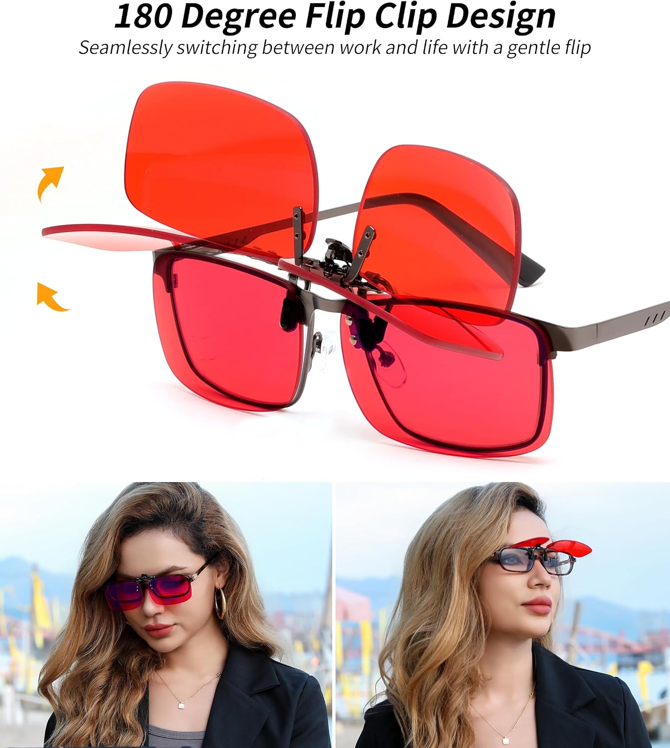 商品图片 10 | B0FZKQ9RL5 | FEISEDY Clip on Rimless One Piece Blue Light Glasses for Woman Men B0360