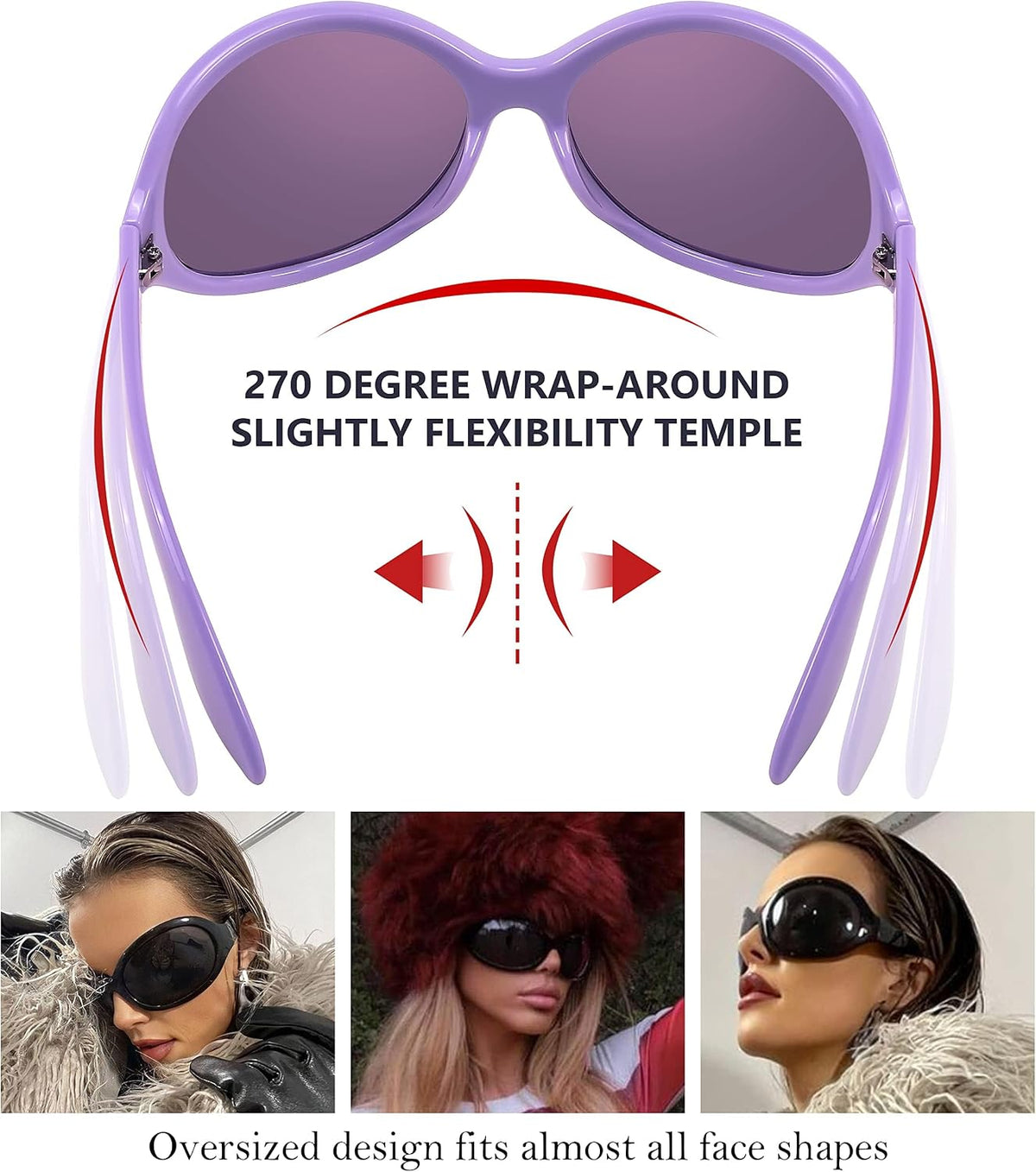 ÉÌƷͼƬ 32 | B0BYX6JXMW | FEISEDY Bug Eye Y2K Oversized Sunglasses Women Men Oval Frame B2391