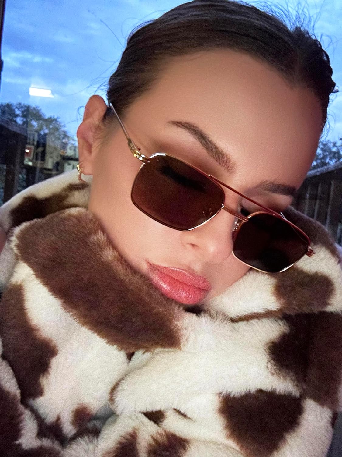 商品图片 2 | B09GKB6G1G | FEISEDY Fashion Square Aviator Sunglasses Women Men Trendy Retro Metal Frame Sun Glasses Candy Color Lens B1036
