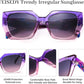 商品图片 4 | B0CNCTSQ2Z | FEISEDY Trendy Polarized Sunglasses, Oversized Irregular TR Frame for Women Men, Retro Shades UV400 B0016