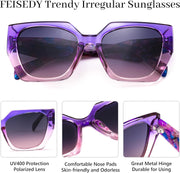 ÉÌƷͼƬ 4 | B0CNCTSQ2Z | FEISEDY Trendy Polarized Sunglasses, Oversized Irregular TR Frame for Women Men, Retro Shades UV400 B0016