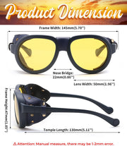 ÉÌƷͼƬ 20 | B0D5HMBR1X | FEISEDY Steampunk Sunglasses Women Men£¬Polarized Yellow Lens, Retro Round Vintage Frame Leatherwear B0159