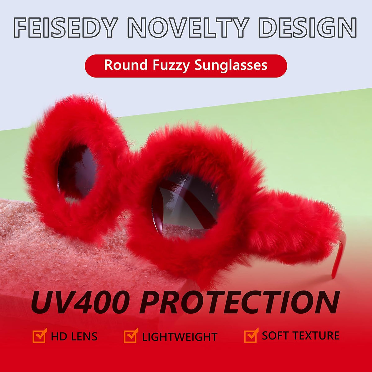 ÉÌƷͼƬ 101 | B09PN9V5N6 | FEISEDY Sunglasses Women Plush Fuzzy Soft Velvet Party Masquerade B2877