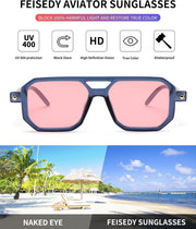 ÉÌƷͼƬ 11 | B09YTJ4FQZ | FEISEDY Vintage Square 70s Flat Aviator Sunglasses Women Men Classic Retro Stylish Frame UV400 Sunglasses B2622