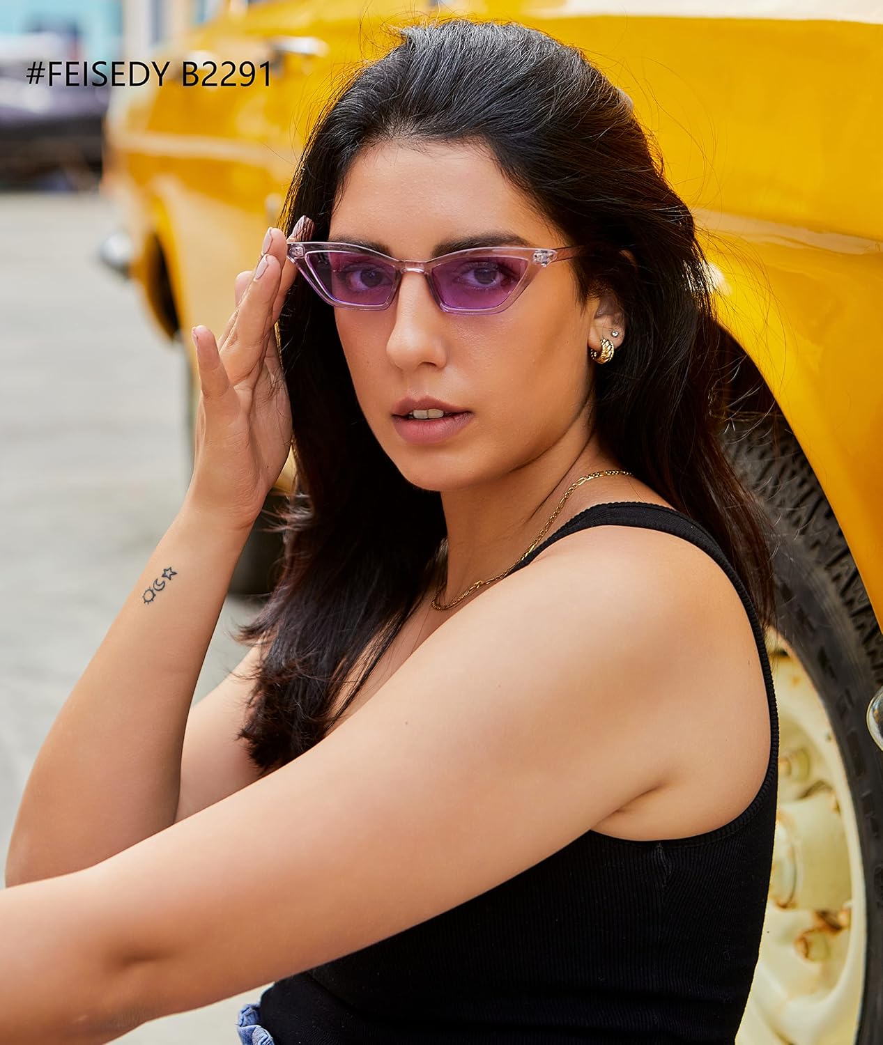 商品图片 73 | B079KYQYT3 | FEISEDY Small Cat Eye Sunglasses Vintage Square Shade Women Eyewear B2291