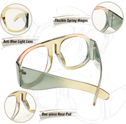 ÉÌƷͼƬ 5 | B0BP7FJ44H | FEISEDY Oversized Blue Light Blocking Glasses Women Men Big Plastic Aviator Frame Eyewear Clear Lens Computer Glasses B2371