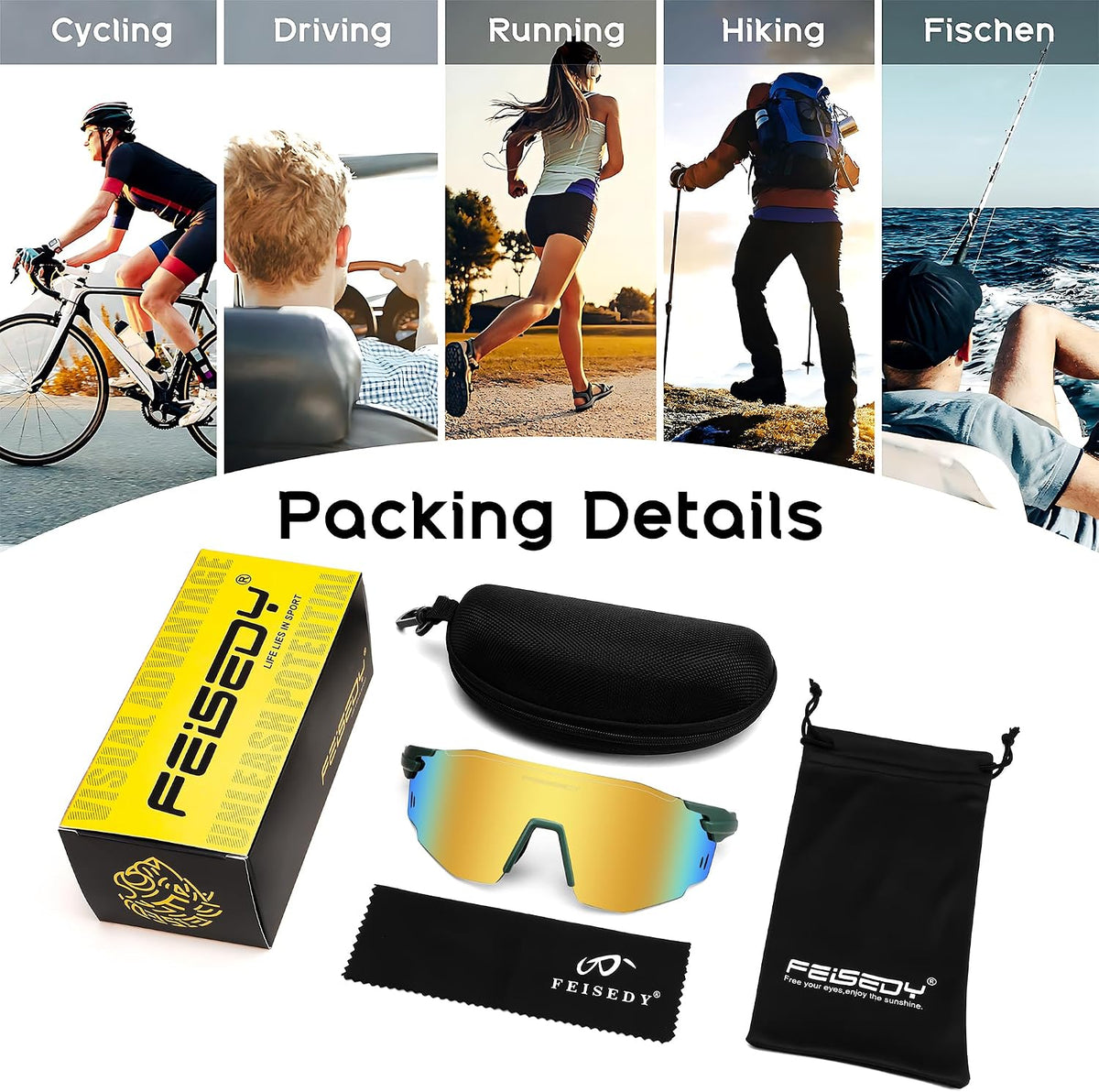 ÉÌƷͼƬ 37 | B0CYZM95KC | FEISEDY Rimless Sports Sunglasses for Men Women Tr90 Frame for Cycling Fishing Running B0116