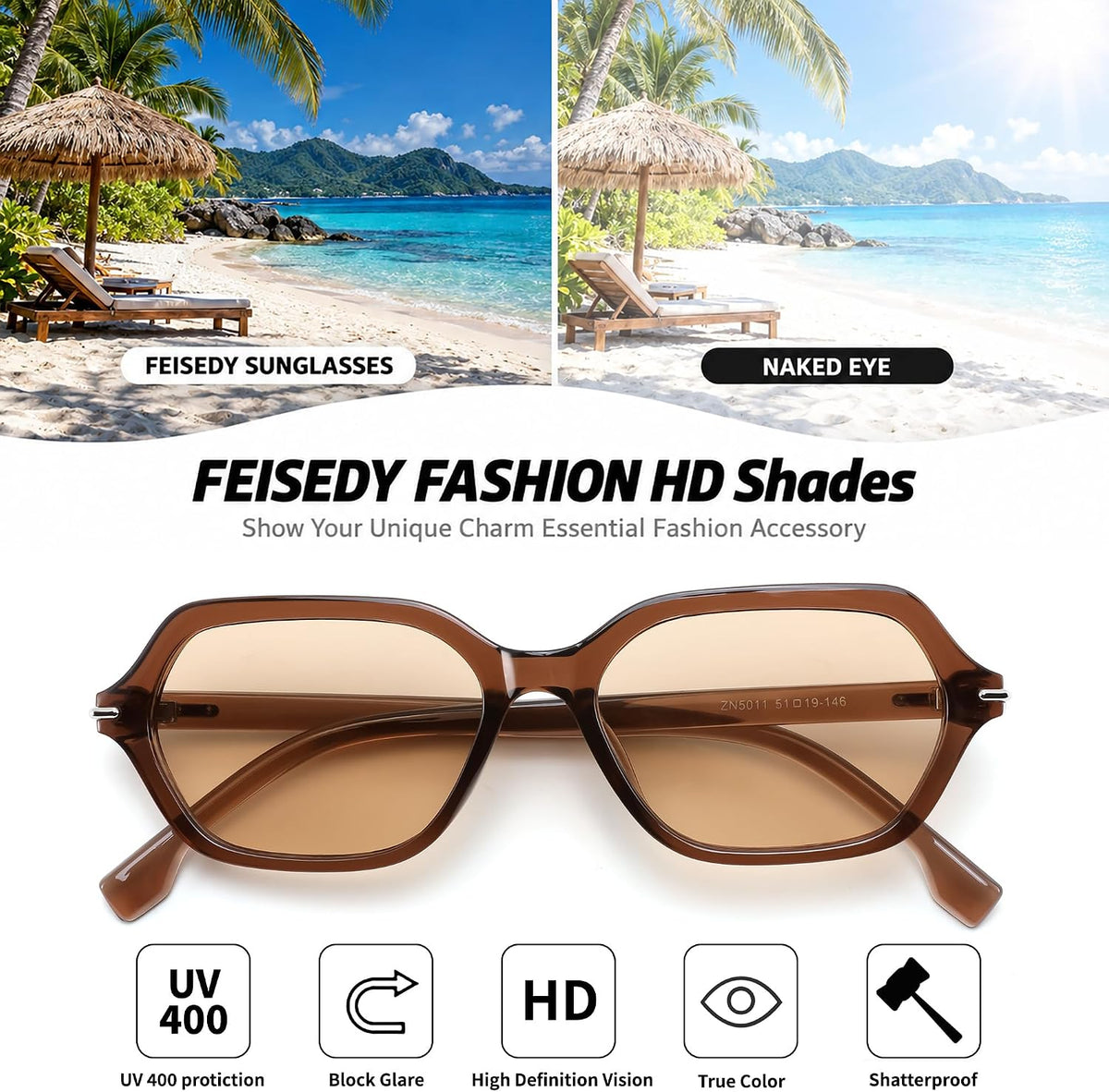 ÉÌƷͼƬ 12 | B0HJYQR9BW | FEISEDY Classic Square Sunglasses for Women Men, Retro Trendy Shades B0493