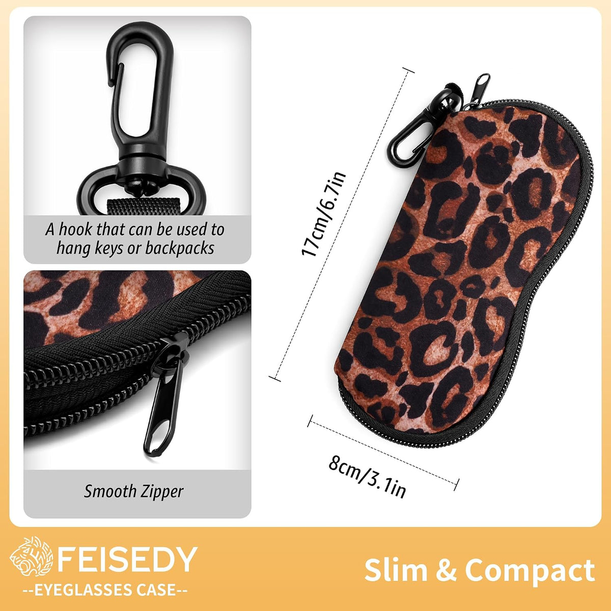 ÉÌƷͼƬ 18 | B0GFYDDD2Y | FEISEDY 2Pack Sunglasses Soft Case Ultra Light Neoprene Zipper Portable Eyeglass Pouch with Belt Clip B0385