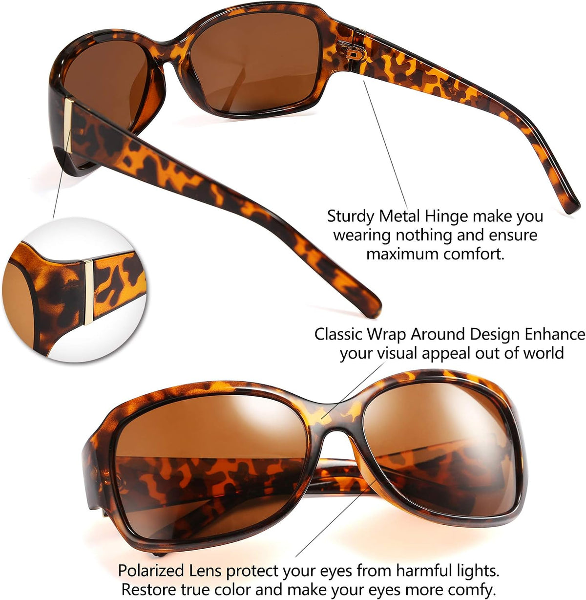ÉÌƷͼƬ 12 | B07XNYV3GC | FEISEDY Polarized Oversized Sunglasses for Women Men, Classic Rectangle Wrap Around Large Frame UV400 Protection B2504