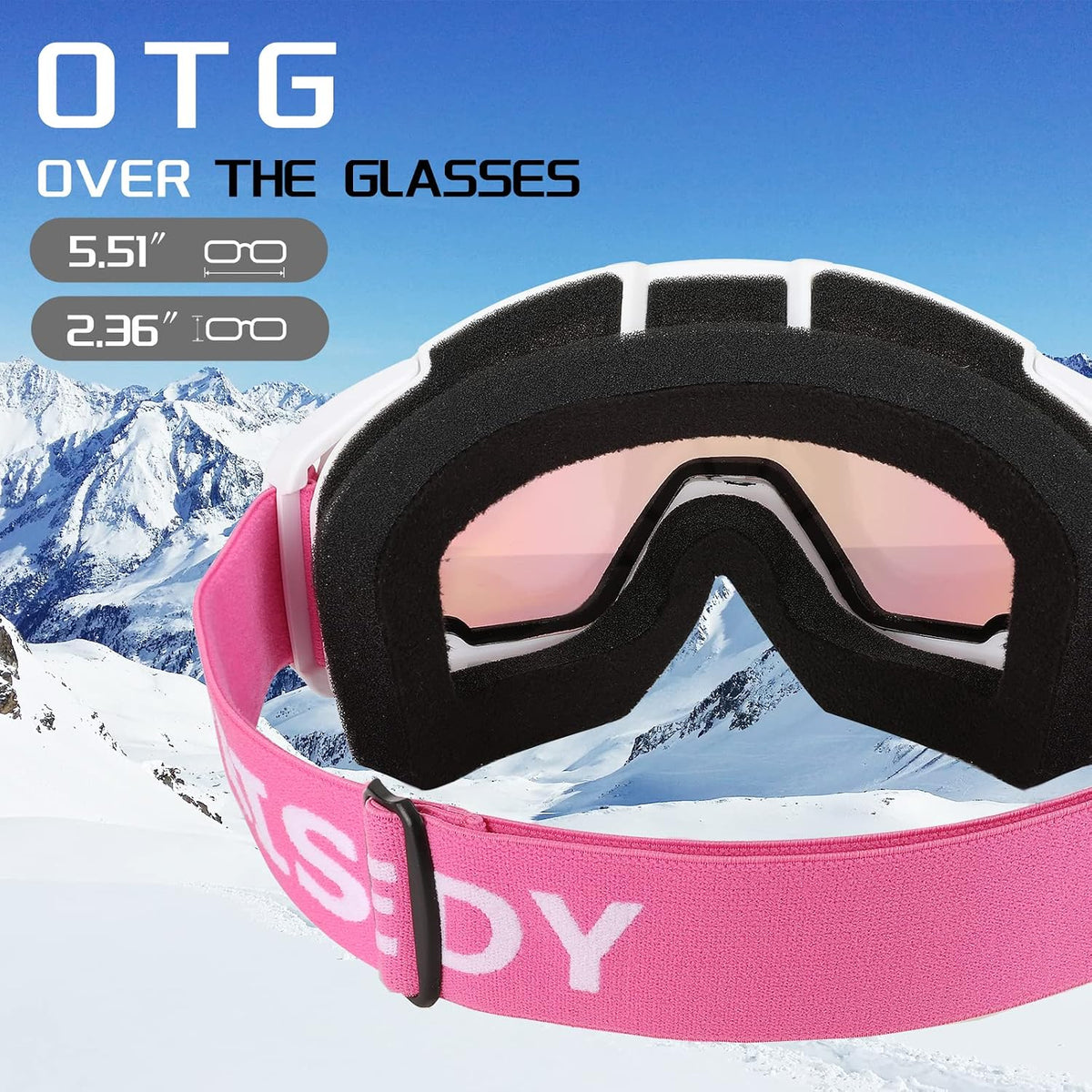 商品图片 57 | B0GHRB6WCQ | FEISEDY Ski Goggles, OTG Snow Sport Goggles for Adult Youth, Anti-Fog UV400 Protection Bendable Dual-Lenses B2961