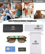 ÉÌƷͼƬ 63 | B0H2V9BFS5 | FEISEDY Retro Polarized Aviator Square Sunglasses for Women Men UV400 B0357