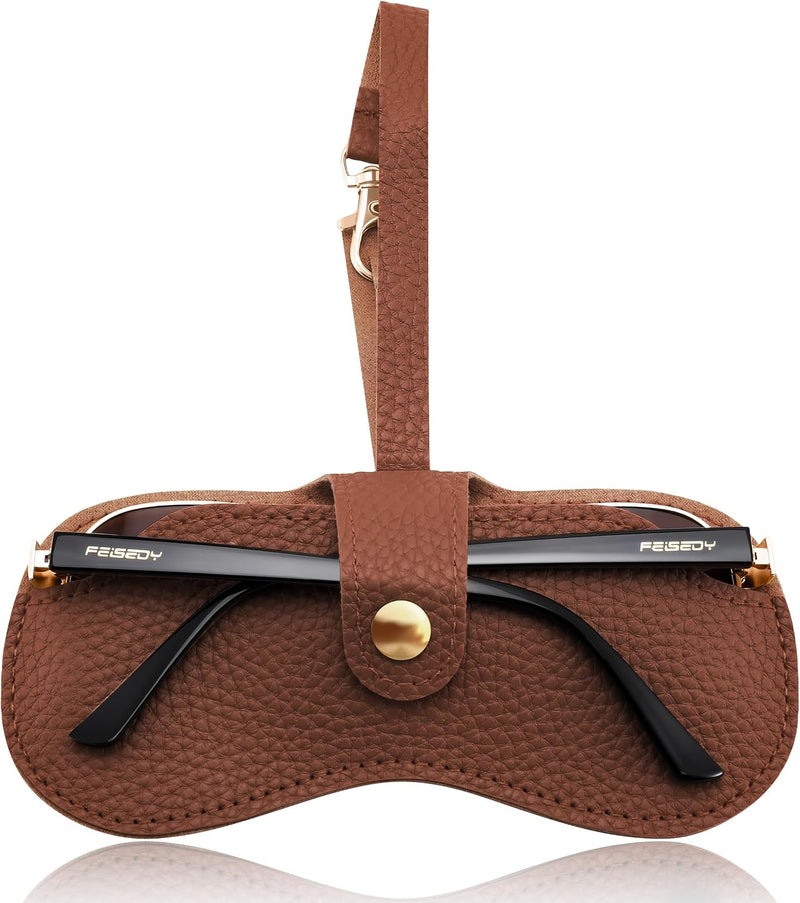 Auburn | B0FH1XR7GW | FEISEDY Soft Leather Sunglass Case-Slim Portable Glasses Holder for Women