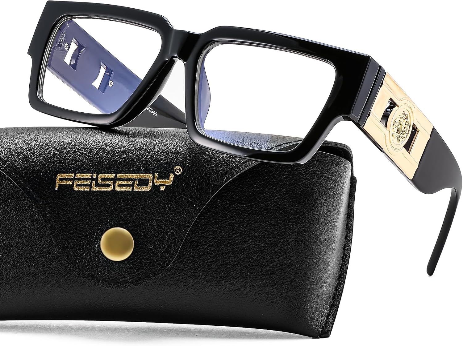 Black / 56 Millimeters | B0GQZ4LZK8 | FEISEDY Retro Trendy Rectangle Blue Light Glasses for Women Men B0365