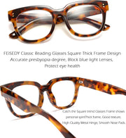 ÉÌƷͼƬ 22 | B0DBQFZT73 | FEISEDY Retro Square Thick Big Frame Blue Light Blocking Reading Glasses Anti Glare Digital Eyestrain Reader B2523