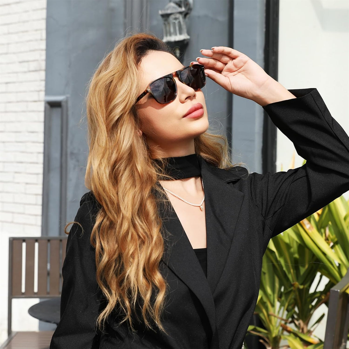 ÉÌƷͼƬ 53 | B0F4D461TF | FEISEDY Polarized Aviator Mens Sunglasses Square Modern Women Vintage Style Acetate Frame UV400 B0191