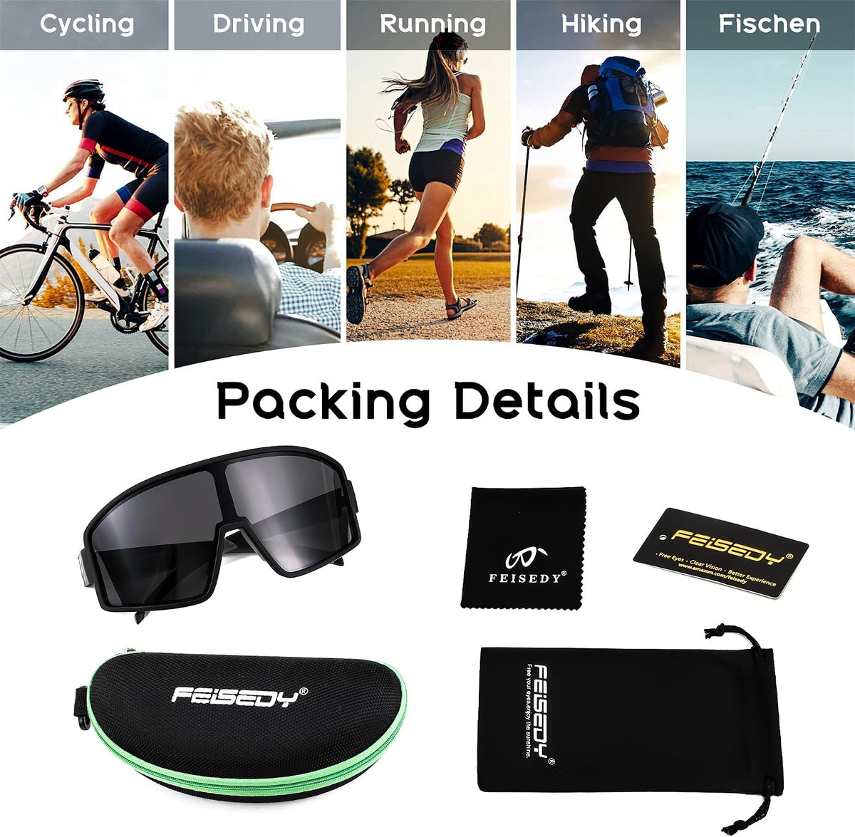 ÉÌƷͼƬ 35 | B0CTT71RHP | FEISEDY Polarized Sports Sunglasses for Men Women Youth Cycling Glasses Baseball Softball Sunglasses B2368
