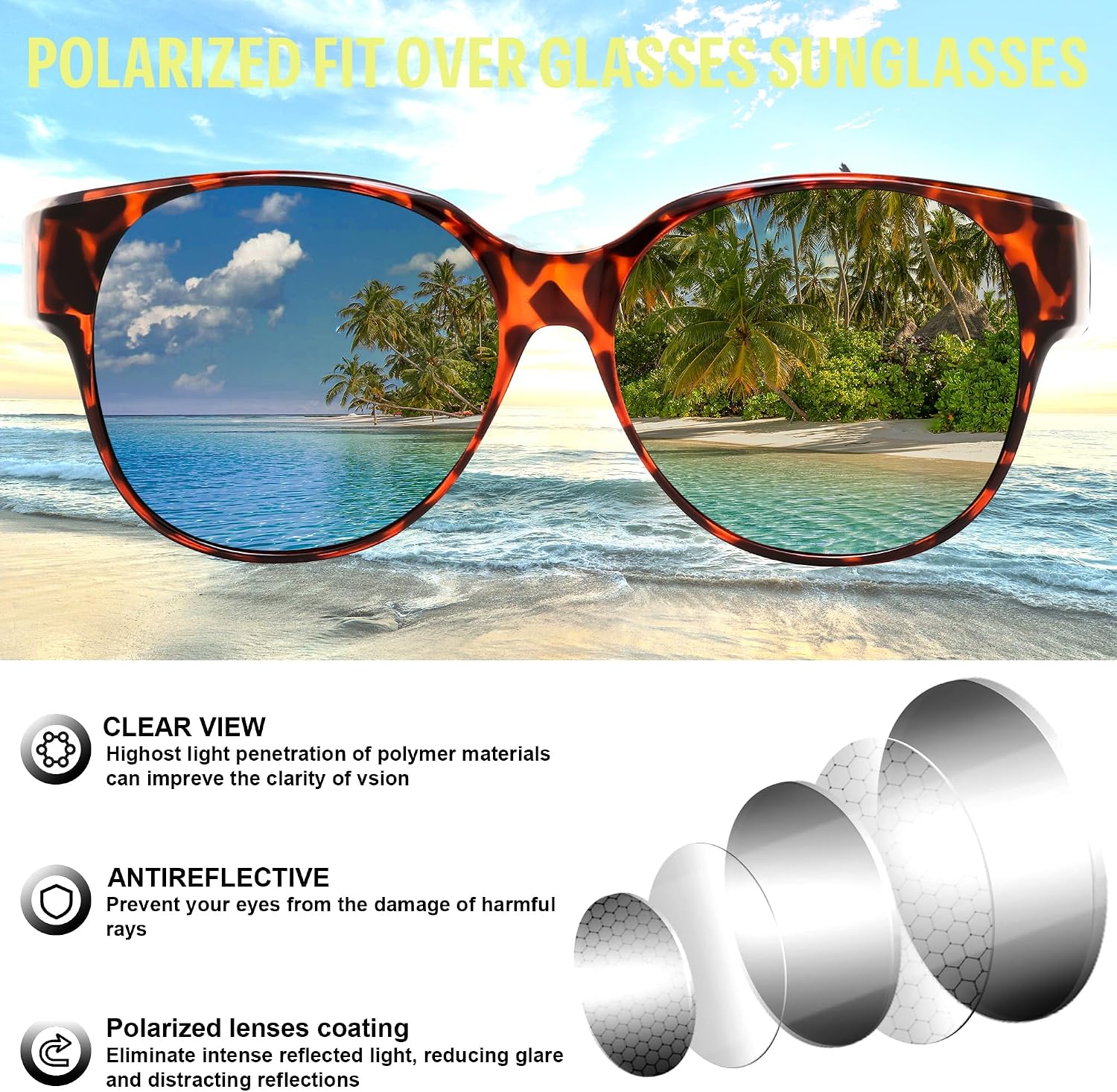 商品图片 12 | B0FRRT5Z37 | FEISEDY Fit Over Glasses Polarized Sunglasses, UV400 Protection for Driving & Outdoor Activities B0328