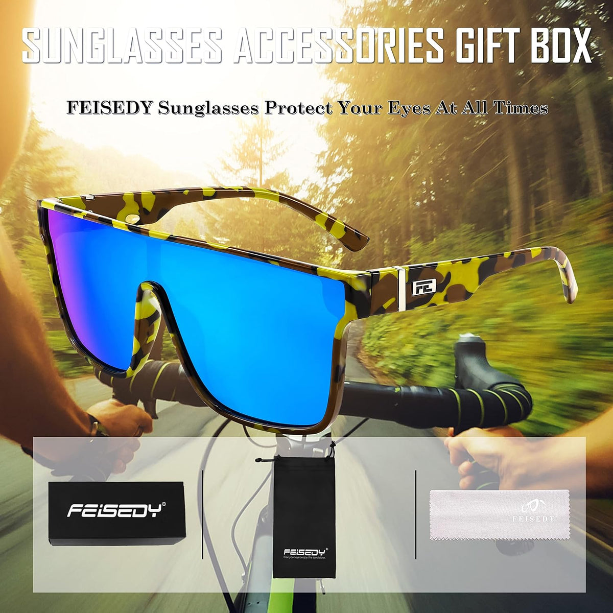 ÉÌƷͼƬ 91 | B0B2836HD6 | FEISEDY Sunglasses for Women Men, Fashion Mirrored Single Lens Shades