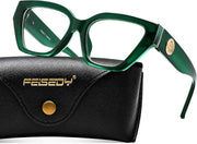 Transparent Green / 52 Millimeters | B0GQZ2D8FV | FEISEDY Women Cat Eye Blue Light Blocking Glasses for Women B0350
