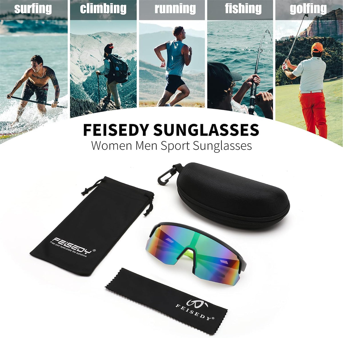 ÉÌƷͼƬ 18 | B0CSDCDBR7 | FEISEDY Cycling Sunglasses for Men Women, Sports Glasses for Youth Running Baseball Shades UV400 Protection B0108