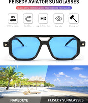 ÉÌƷͼƬ 125 | B09YTJ4FQZ | FEISEDY Vintage Square 70s Flat Aviator Sunglasses Women Men Classic Retro Stylish Frame UV400 Sunglasses B2622