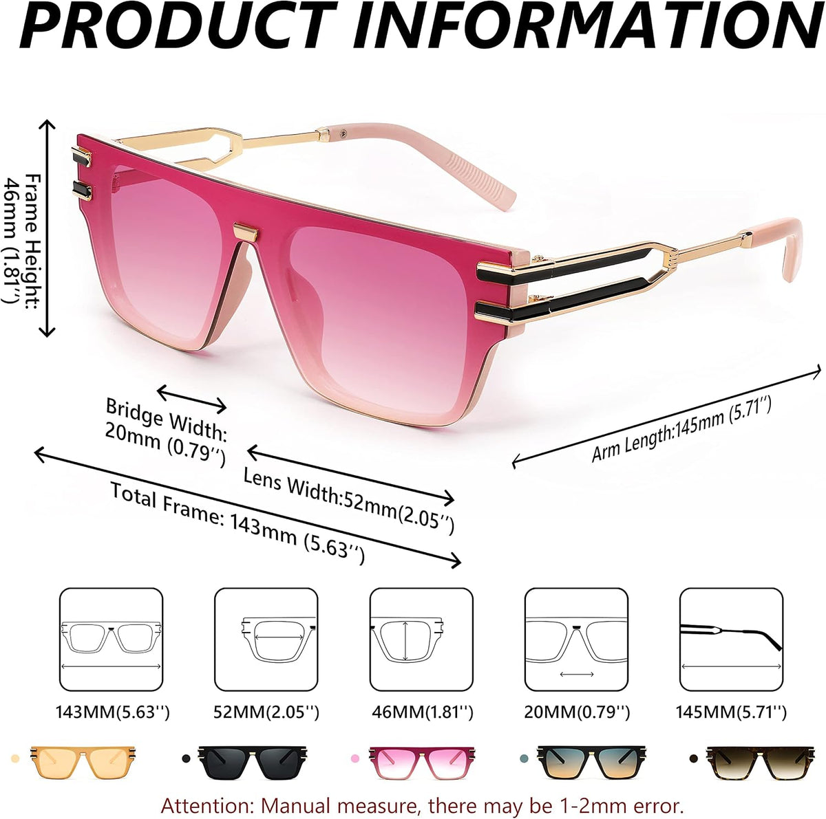 ÉÌƷͼƬ 6 | B0B23NX2M4 | FEISEDY Fashion Square Sunglasses for Women Men Retro Metal Side Shades UV400 Protection Lens B2678