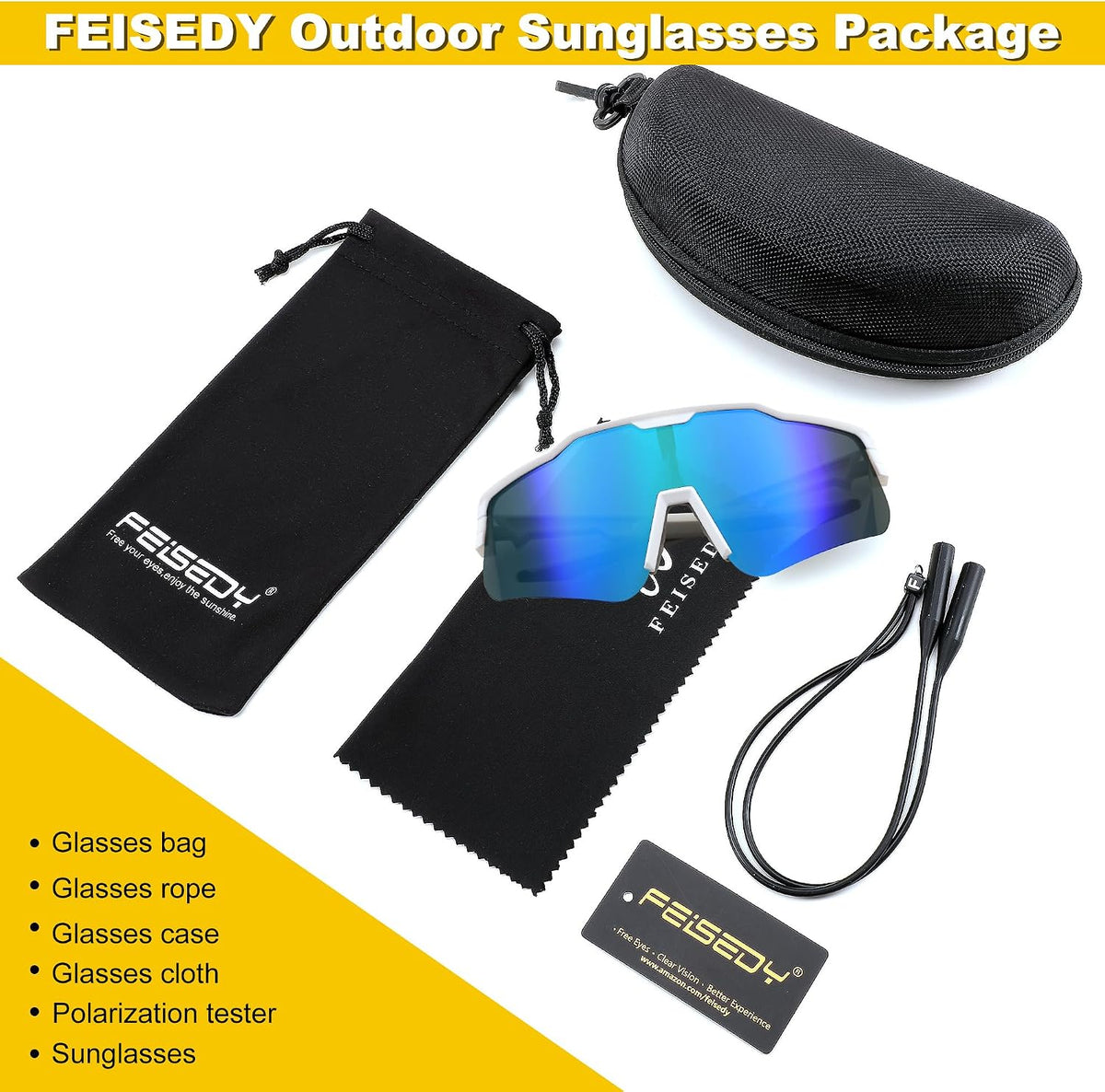 ÉÌƷͼƬ 8 | B0CHHX6DXG | FEISEDY Polarized Youth Sports Sunglasses Teens Cycling Sunglasses Kids Sport Baseball Glasses for Boys Girls Age8-16 B0032