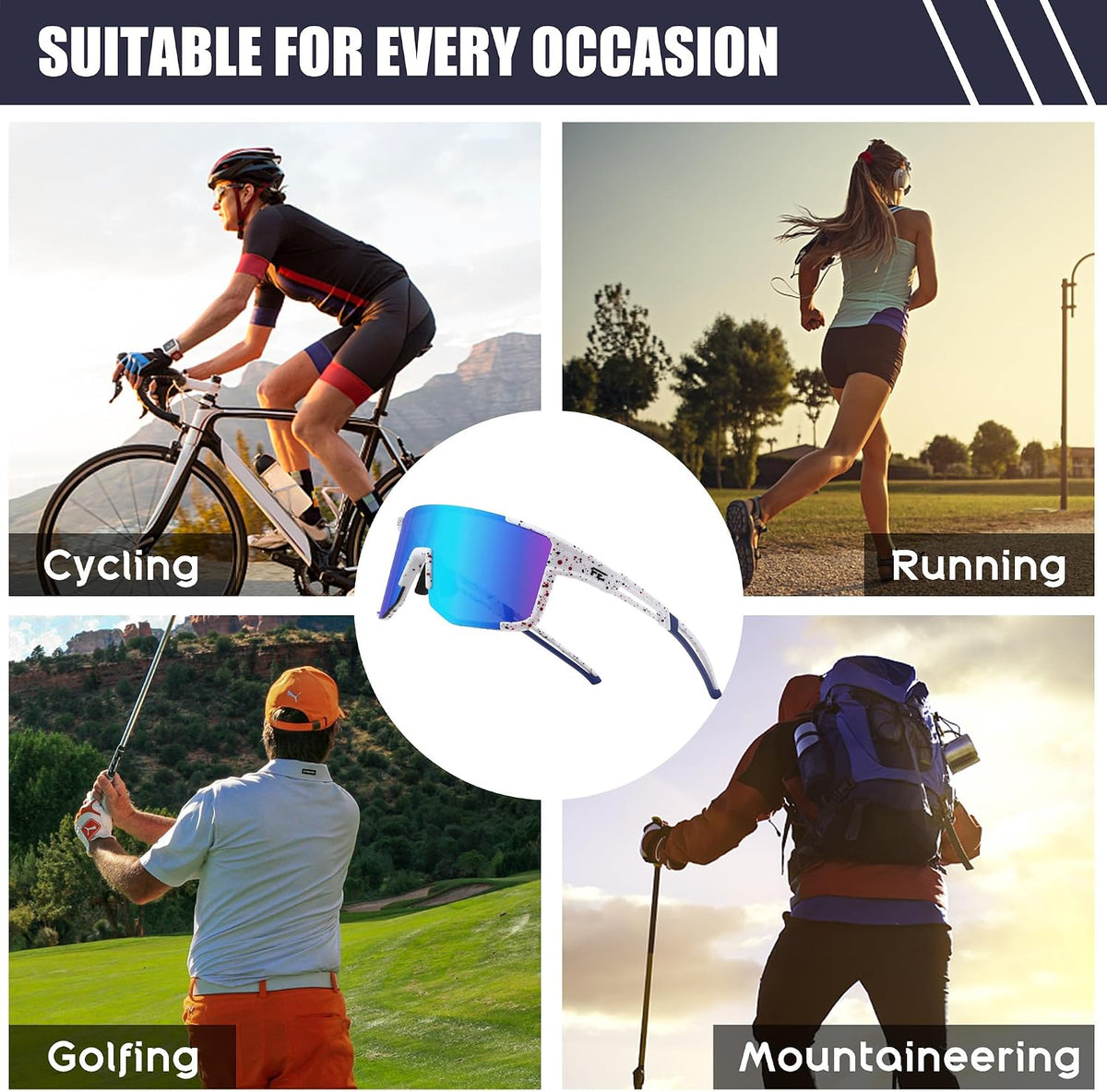 ÉÌƷͼƬ 7 | B0DK3GLVV6 | FEISEDY Cycling Glasses Sports Sunglasses for Men Women, Lightweight TR90 Frame UV400 MTB Running Fishing Baseball B0224