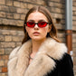 商品图片 81 | B0DMN6519L | FEISEDY Retro Oval Cat Eye Sunglasses for Women 90s Narrow Lightweight Shades Y2k Trendy Sunnies B0257
