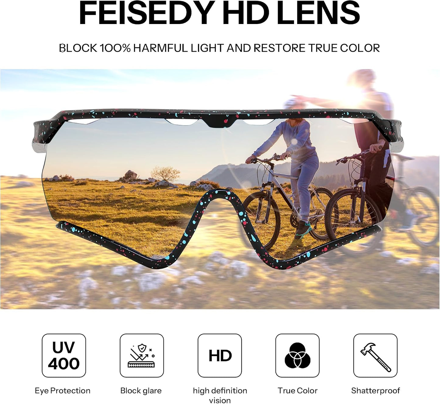 商品图片 4 | B0FL29WPXL | FEISEDY Sports Sunglasses for Men Women Youth Baseball Cycling Running Softball Biking Glasses B0305
