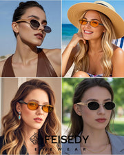 ÉÌƷͼƬ 22 | B0FH4FH8VH | FEISEDY Retro Oval Sunglasses Women Men - Gold Metal Chunky Frame, UV400 for Driving & Daily Wear B0312