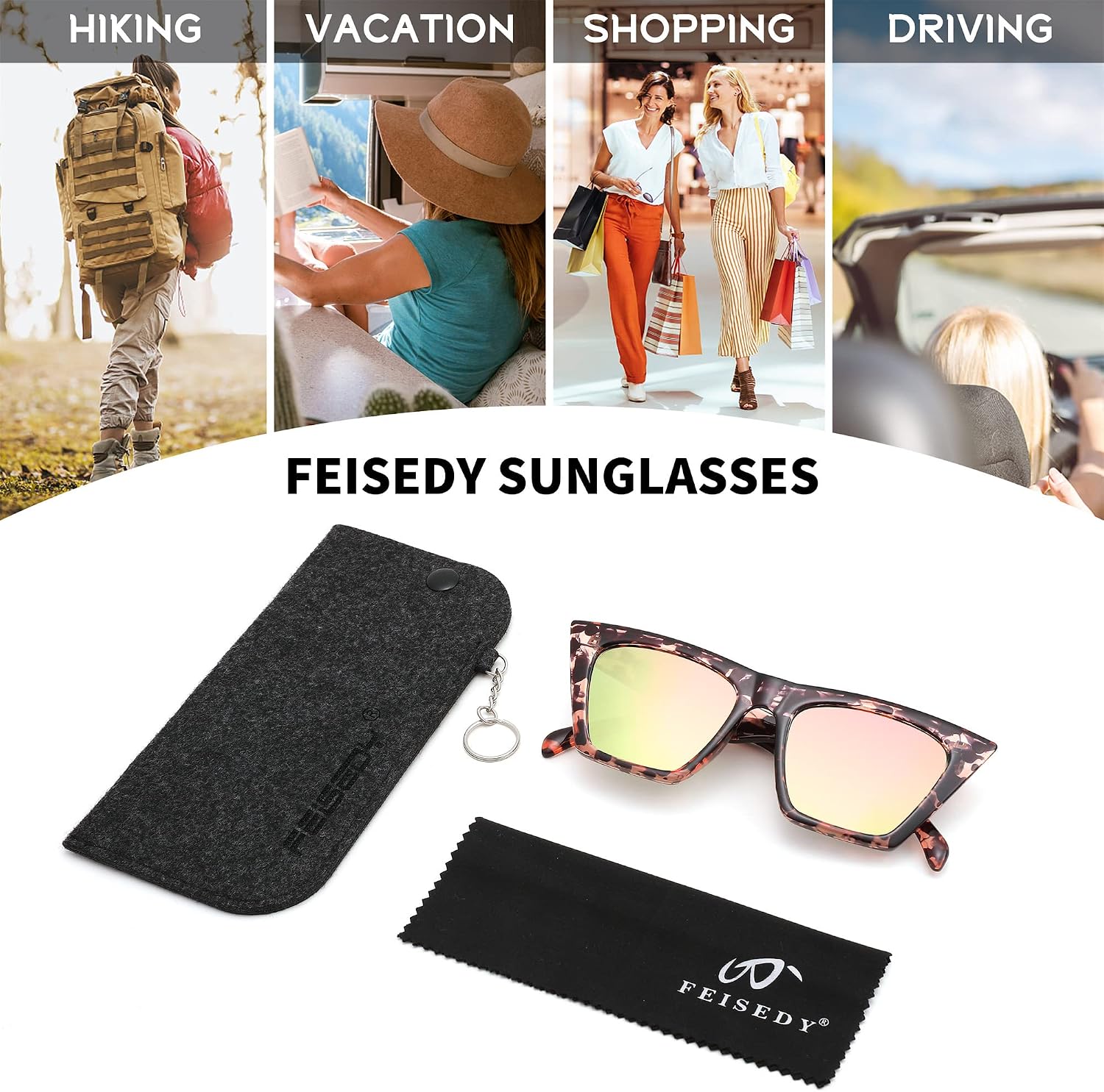 商品图片 154 | B0C5378735 | FEISEDY Vintage Square Cat Eye Sunglasses Women Trendy Cateye Sunglasses B2473
