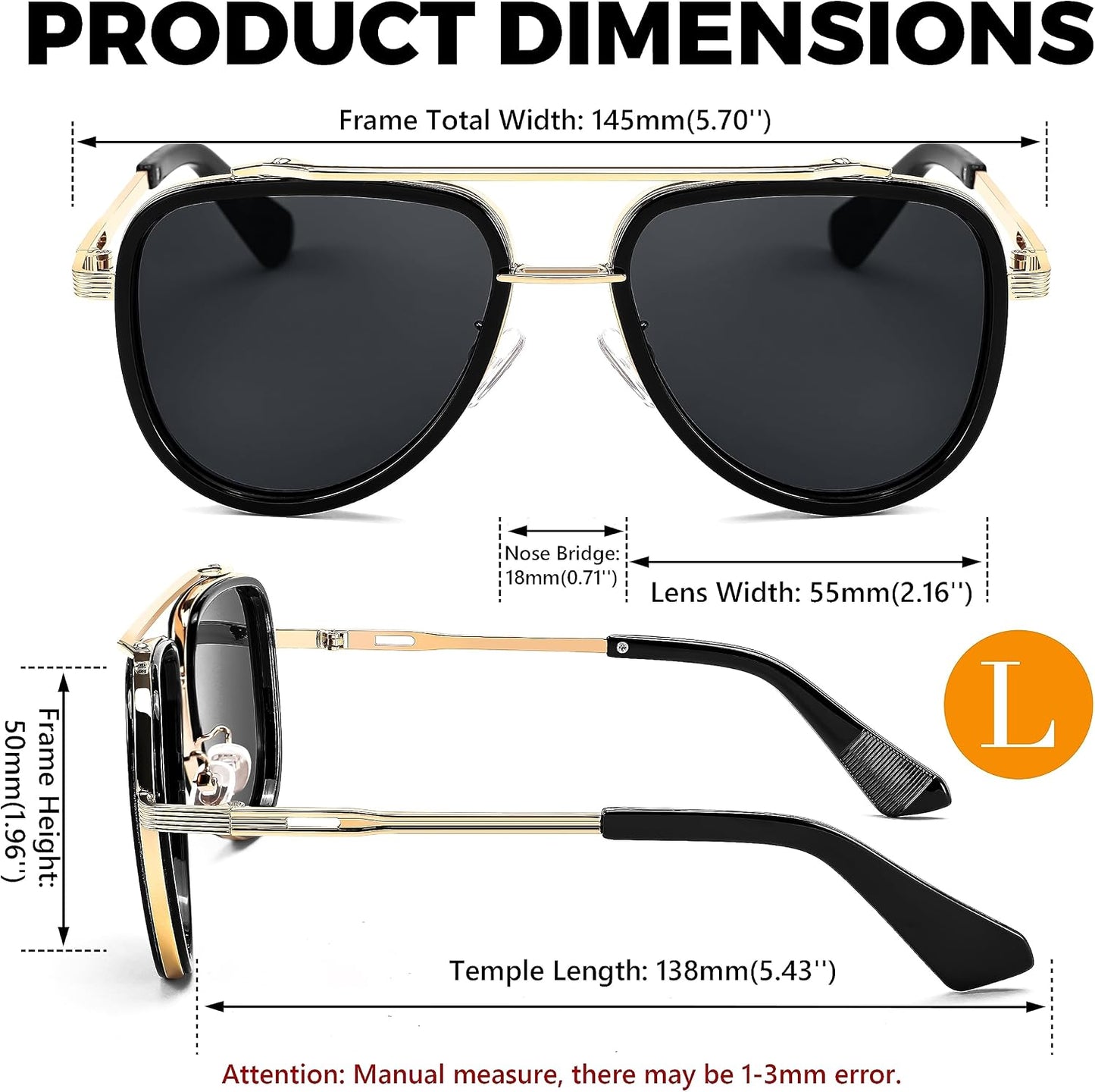 商品图片 9 | B0CF232CFR | FEISEDY Aviator Sunglasses Men Women, Square Retro 70s Vintage Classic Frame, UV400 Driving Fishing Golf Hiking B0036