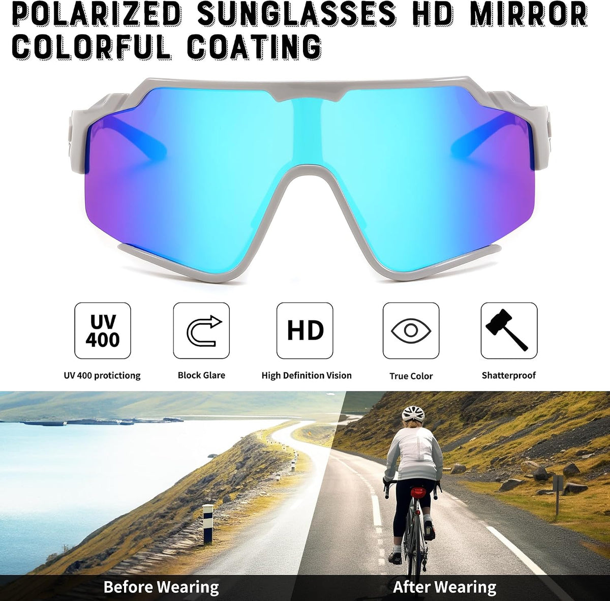 ÉÌƷͼƬ 28 | B0CTQ1VCY3 | FEISEDY Polarized Sports Sunglasses for Men Women, Baseball Cycling Fishing Sunglasses UV400 Protection B0134
