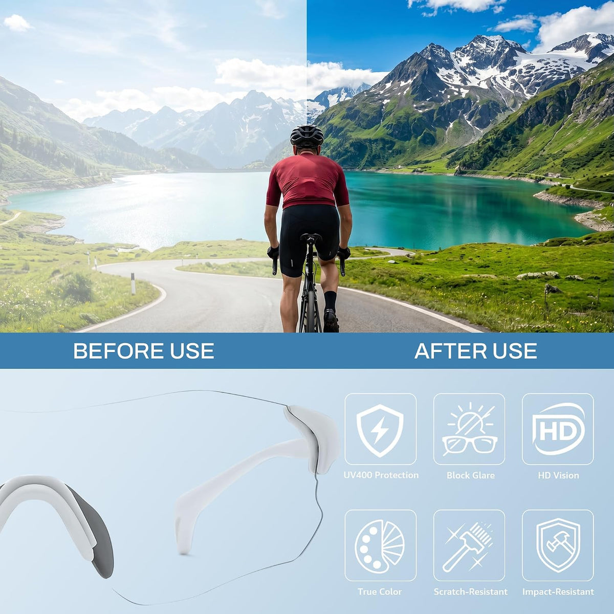 ÉÌƷͼƬ 18 | B0H2HH82Q3 | FEISEDY Photochromic Cycling Glasses UV400 for Men Women B0451