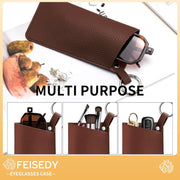 ÉÌƷͼƬ 11 | B0FKBLV8J9 | FEISEDY 2Pack Portable Glasses Case with Clip Hook, Soft Leather Eyeglass case Bag, Slim Sunglasses Pouch B0313