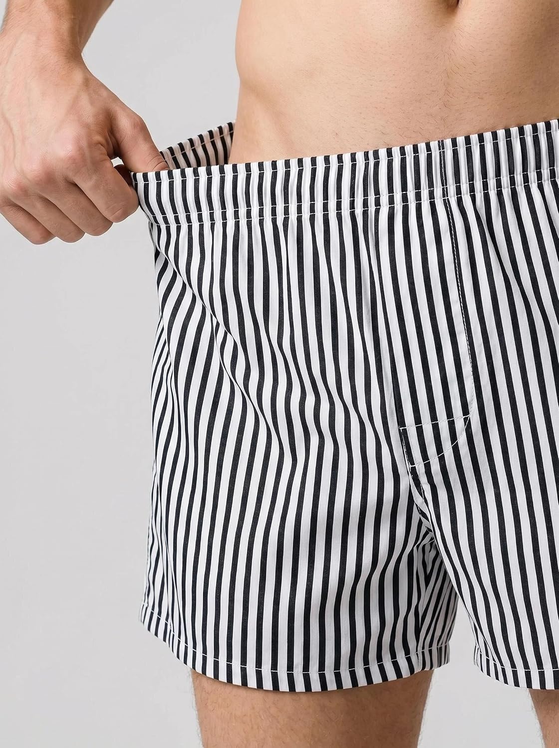 商品图片 2 | B0GXY6Q3HN | 2 Pack Men's Loose Fit Boxer Shorts 95% Cotton Blend Striped Soft Breathable Underwear, Casual Lounge Sleep Shorts