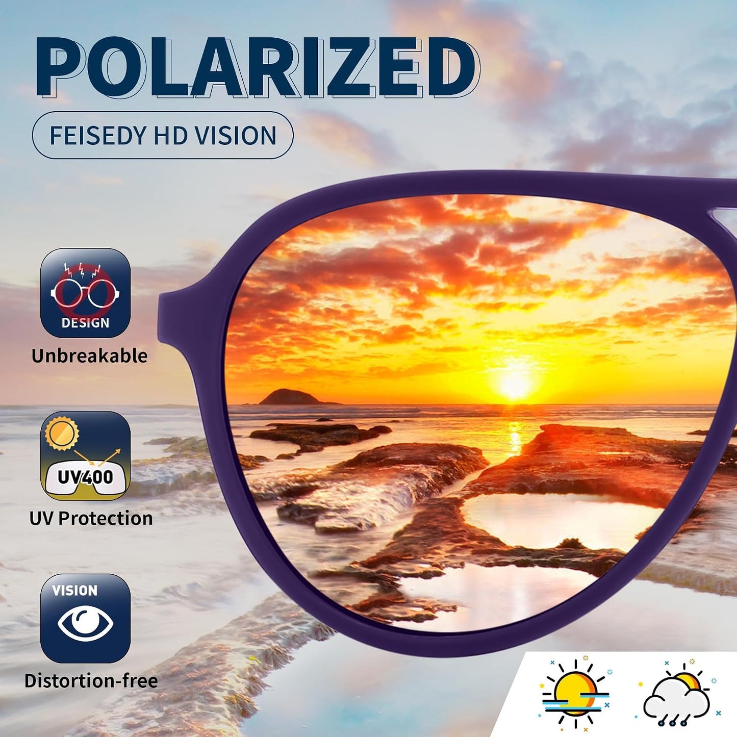 商品图片 16 | B0FY6J455M | FEISEDY Polarized Aviator Sunglasses for Men Women Trendy Sports B0324 | 100% UV400 protection, HD TAC lenses, Lightweight & durable, Driving, Hiking, Fishing, 50% recycled materials