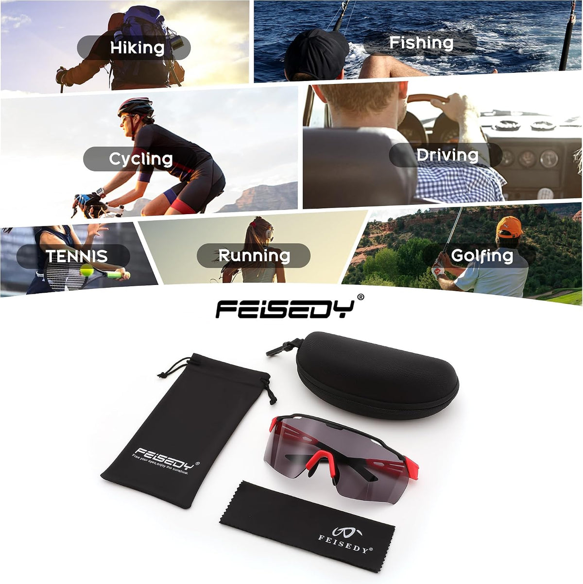 ÉÌƷͼƬ 8 | B0CZDZR9PM | FEISEDY Sports Sunglasses for Men Women,Driving Fishing Cycling Mountain Sunglasses UV400 Protection B0149