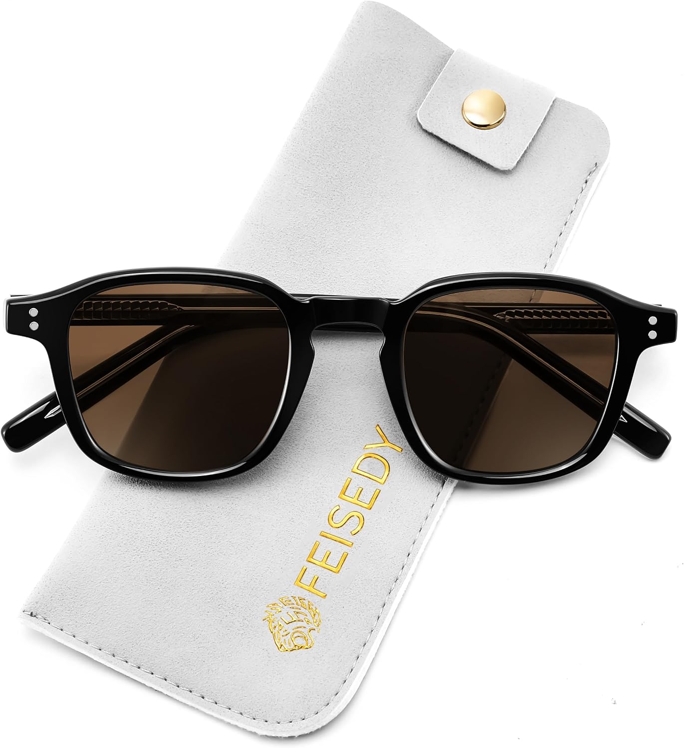 Black/Brown / 45 Millimeters | B0FHKKLXGL | FEISEDY Retro Square Sunglasses Women Men Vintage Trendy Shades UV400 Protection B0306