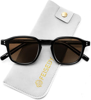 Black/Brown / 45 Millimeters | B0FHKKLXGL | FEISEDY Retro Square Sunglasses Women Men Vintage Trendy Shades UV400 Protection B0306