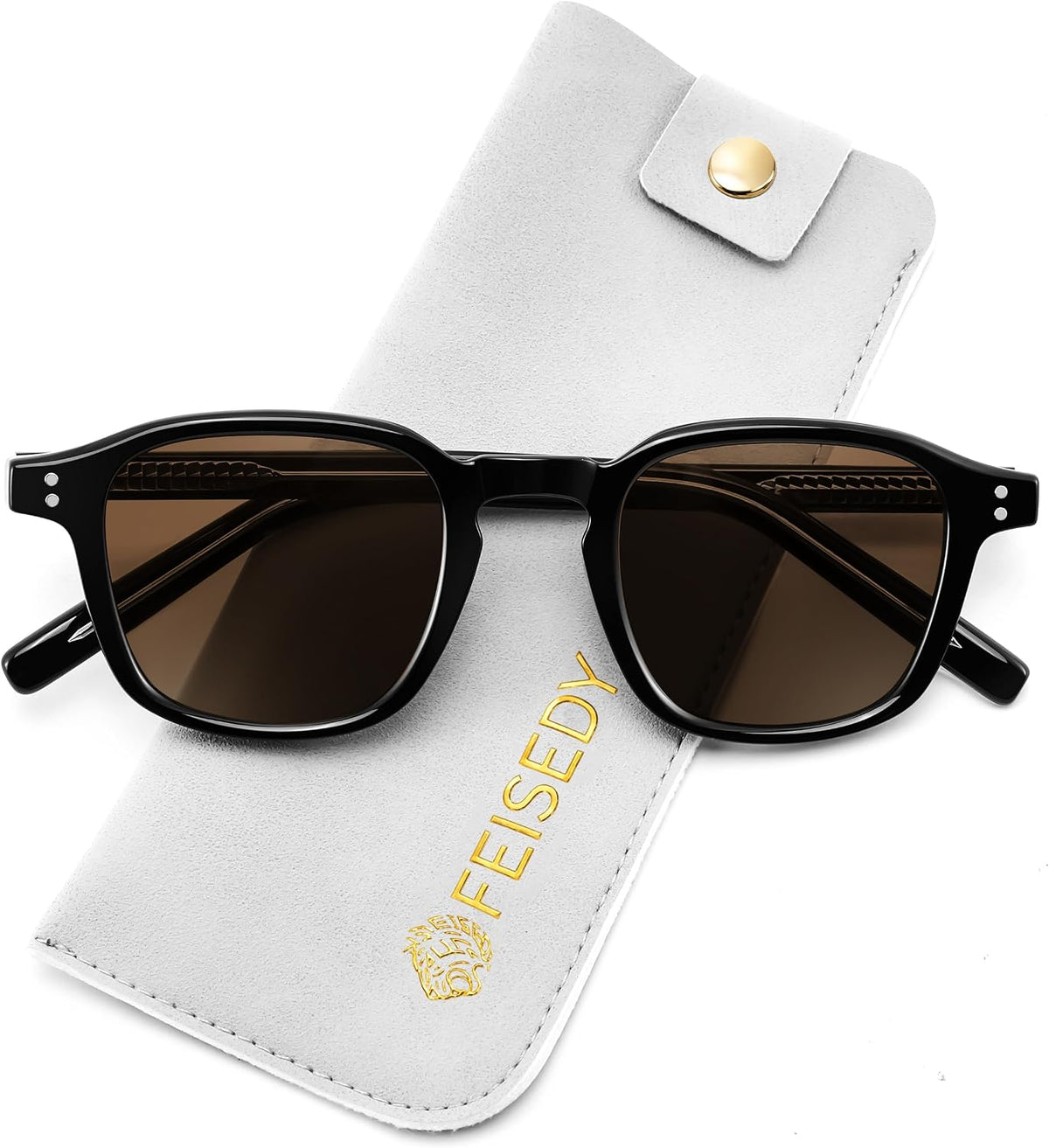 Black/Brown / 45 Millimeters | B0FHKKLXGL | FEISEDY Retro Square Sunglasses Women Men Vintage Trendy Shades UV400 Protection B0306