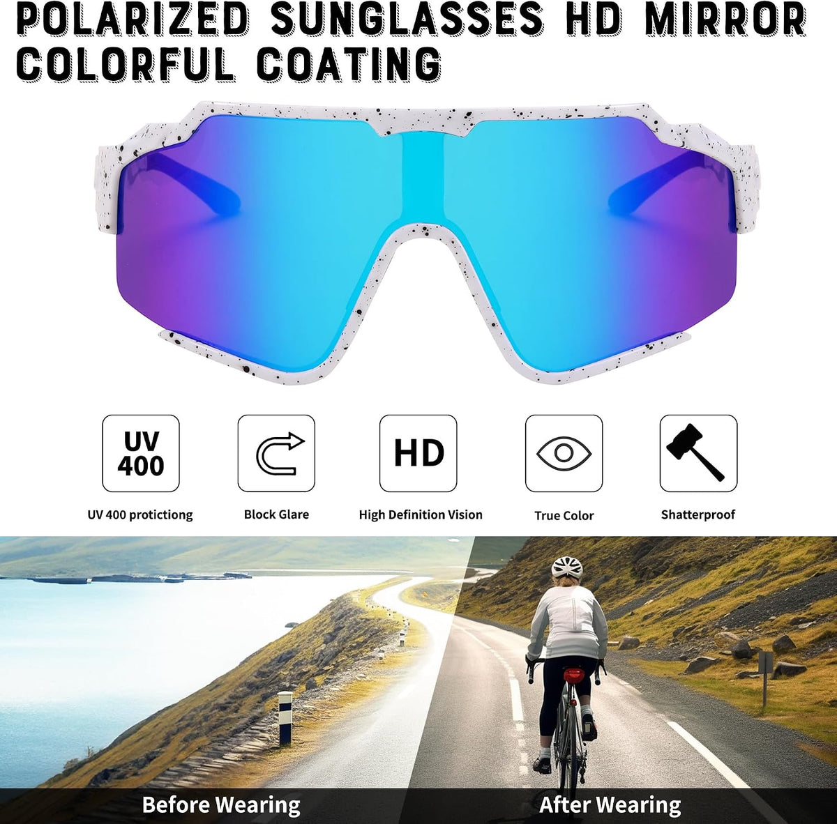 ÉÌƷͼƬ 3 | B0CTQ1VCY3 | FEISEDY Polarized Sports Sunglasses for Men Women, Baseball Cycling Fishing Sunglasses UV400 Protection B0134