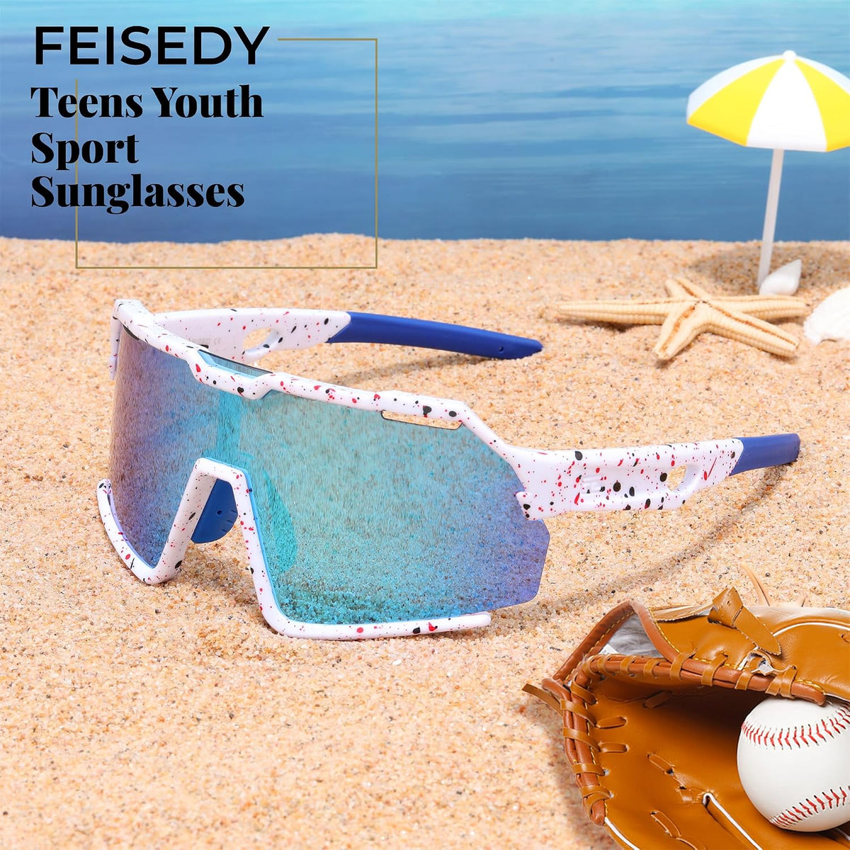 ÉÌƷͼƬ 22 | B0F32C9J2Q | FEISEDY Polarized Kids Sunglasses Youth Sports Cycling Shades,UV400 Protection For Teens Baseball Tennis Sunglasses B0092