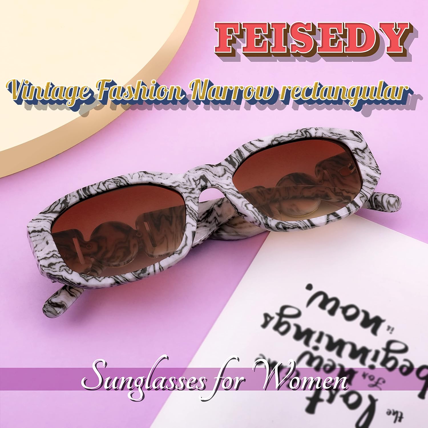 商品图片 76 | B0B5V7T75J | FEISEDY Retro Trendy Rectangle Sunglasses Women Men Narrow Shades B2322
